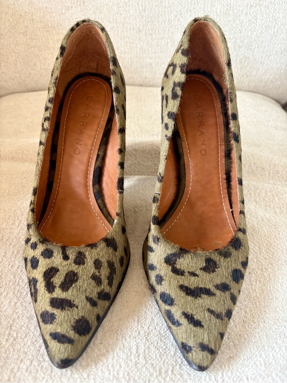 CARRANO Leopard Print Pointed Toe Pump - Olive/Black